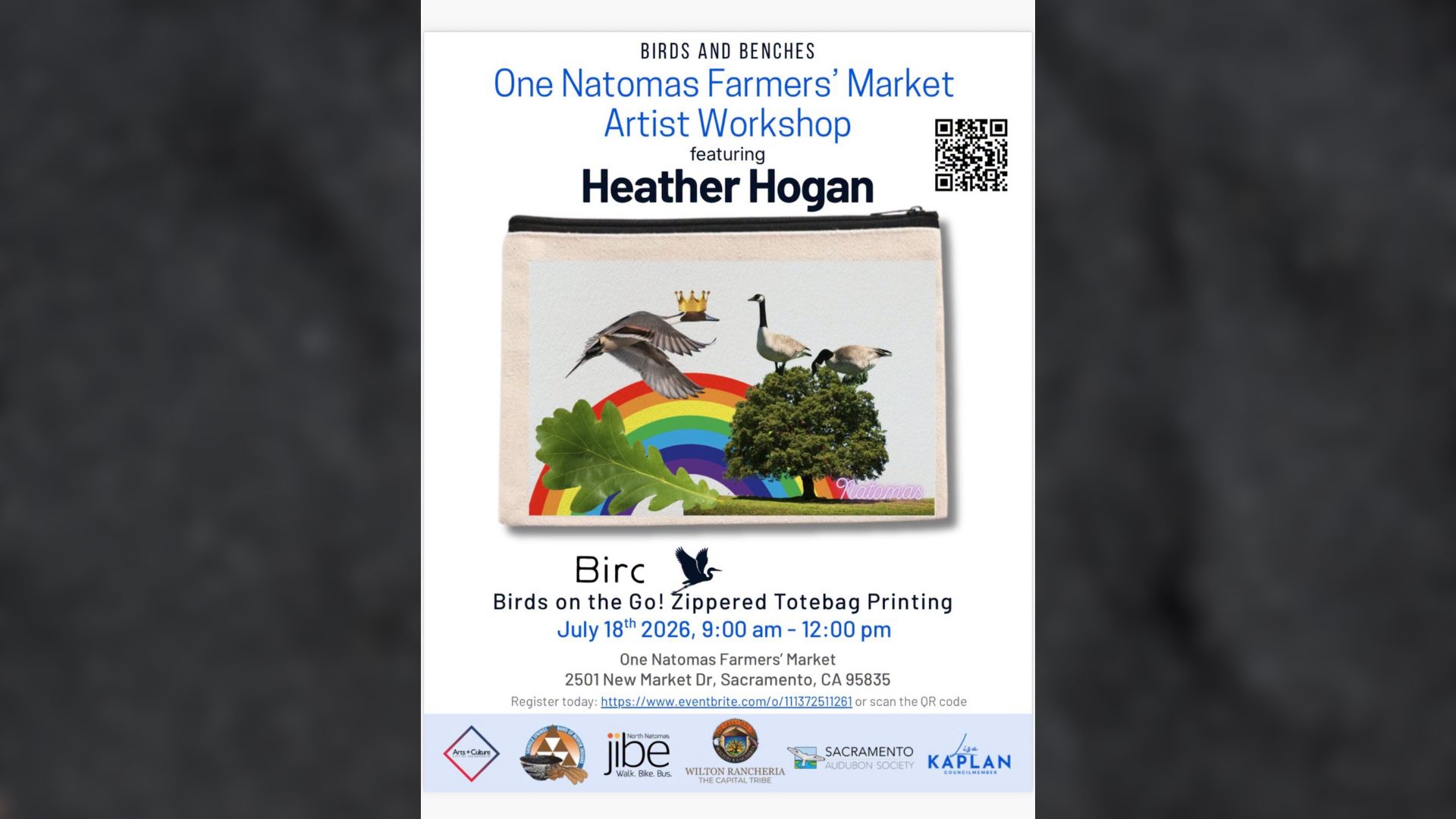 A Saturday morning trip to the farmers’ market will come with more than fresh produce in North Natomas this weekend. Residents will also get a chance to turn local birds, plants and their own ideas into a piece of wearable art.