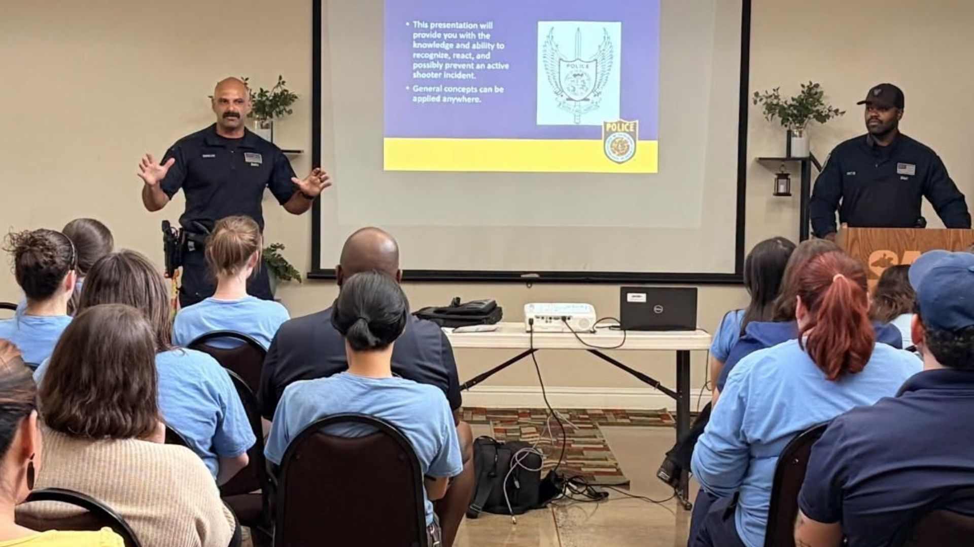 Members of the Sacramento Police Department’s SWAT Team visited the zoo to provide an active shooter presentation, giving employees practical guidance on how to recognize potential threats and respond if violence were to occur.